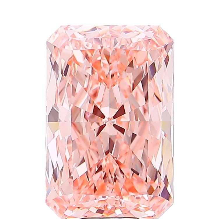 ラボグロウンダイヤモンド 15ct VVS2 ラディアントカット FANCY INTENSE ORANGY PINK